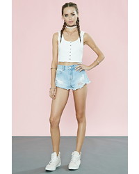 Forever 21 Button Front Ribbed Crop Top