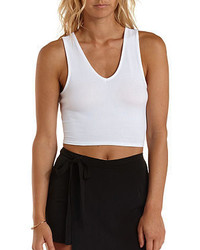 Charlotte Russe Caged Mesh Cotton Crop Top