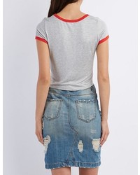 Charlotte Russe Cropped Ringer Tee