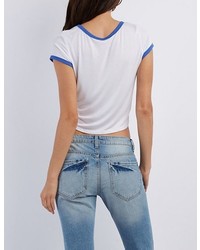 Charlotte Russe Cropped Ringer Tee