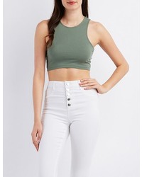 Charlotte Russe Racer Front Cropped Tank