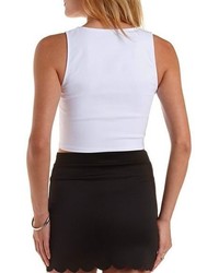 Charlotte Russe Sleeveless Notched Crop Top