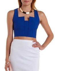 Charlotte Russe Sleeveless Notched Crop Top