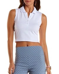 Charlotte Russe Sleeveless Polo Crop Top