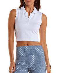 Charlotte Russe Sleeveless Polo Crop Top