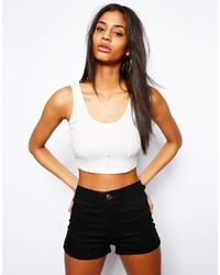 Asos Collection 90s Crop Top With Buttons In Rib