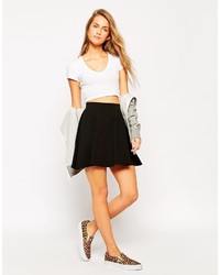 Asos Collection Crop Top In Rib With Short Sleeves And V Neck