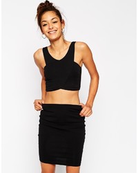 Asos Collection Cropped Top With Wrap Front