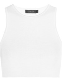 Calvin Klein Collection Lenard Cropped Ribbed Wool Blend Jersey Top