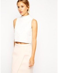 Asos Collection Sleeveless Crop Top In Texture With High Neck