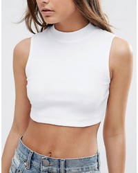 Asos Collection Sleeveless Crop With Turtleneck In Rib