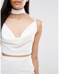 Missguided Cowl Neck Crop Top With Choker Detail