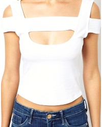 Asos Crop Top With Cut Out Off Shoulder Detail