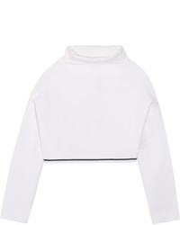 DKNY Cropped Bonded Cotton Blend Jersey Top White