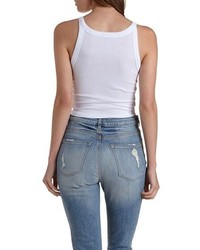 Charlotte Russe Cropped Ribbed Tank Top