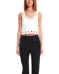 3.1 Phillip Lim Cropped Tank Wembroidered Eyelet Detail