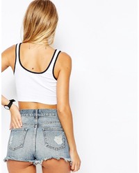 Asos Cropped Tank With Tipping In Rib