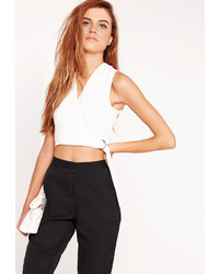 Missguided D Ring Side Crop Top White