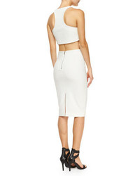 Elizabeth and James Harlow Cropped Zip Front Top White