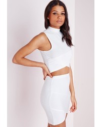 Missguided Bandage Wrap Over Sleeveless Crop Top White