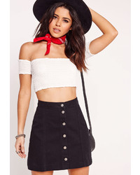 Missguided Bardot Crop Top White