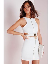 Missguided Buckle Cut Out Crop Top White