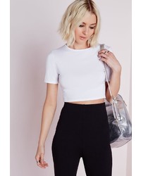 Missguided Capped Sleeve Crop Top White