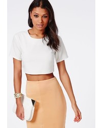 Missguided Capped Sleeve Crop Top White