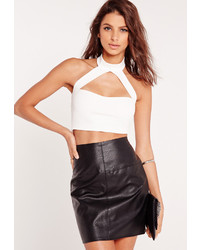 Missguided Choker Plunge Crop Top White