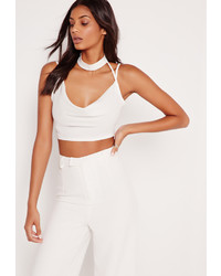 Missguided Cowl Choker Crop Top White