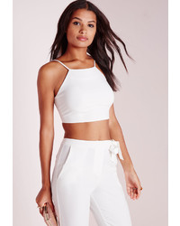 Missguided Crepe Crop Top White
