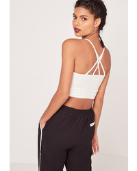 Missguided Cross Back Strap Ribbed Crop Top White