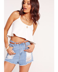 Missguided Frill Crop Top White