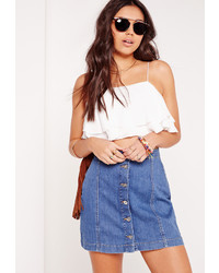 Missguided Frill Layered Crop Top White
