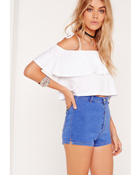 Missguided Frill Layered Strappy Crop Top White