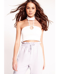 Missguided Harness Neck Crop Top White
