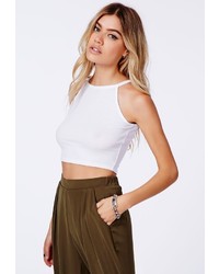Missguided Lynne Ribbed High Neck Crop Top White