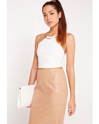 Missguided Necklace Trim Crop Top White