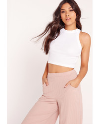 Missguided Racer Crop Top White