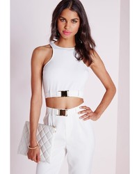 Missguided Sleeveless Buckle Detail Crop Top White
