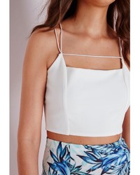Missguided Strappy Front Crop Top White