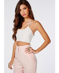 Missguided T Bar Ribbed Crop Top White