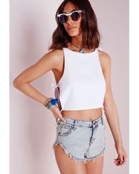 Missguided Tie Side Crepe Crop Top White