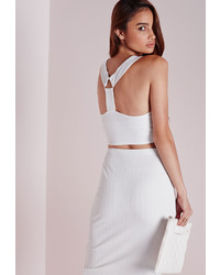 Missguided Triangle Ring Bandage Crop Top White