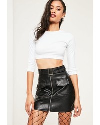 Missguided White Crew Neck Ribbed Crop Top
