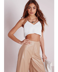 Missguided Wrap Back Cropped Cami White