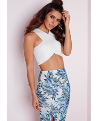 Missguided Wrap Front Crop Top White