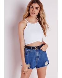 Missguided Wrap Over Crop Top White