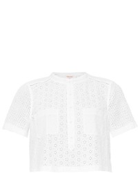 Rebecca Taylor Mixed Eyelet Cotton Cropped Top