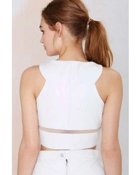 Nasty Gal Factory Jennifer Kate Carved Out Leather Crop Top